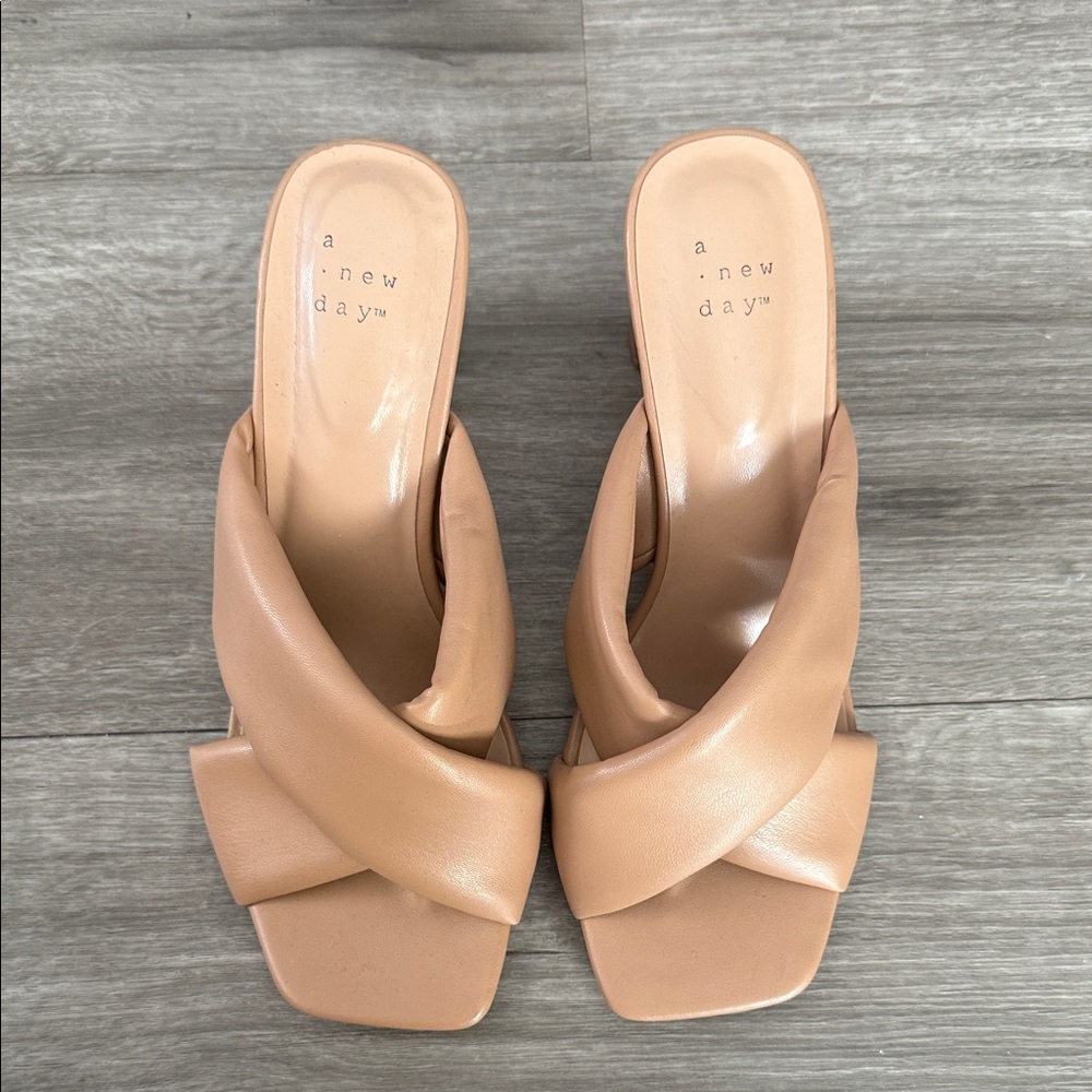 A New Day Women's Nude Cross-Band Mules